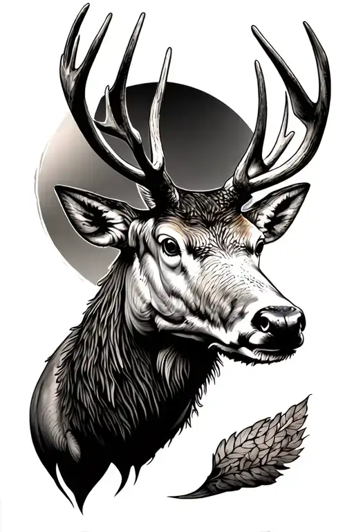 Trout Nature Elk Full Sleeve Tattoo Design