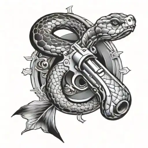 Design A Tattoo Of A Gun Barrel Morphing Into A Snake