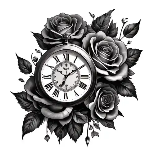 Roses Woman Clock Face