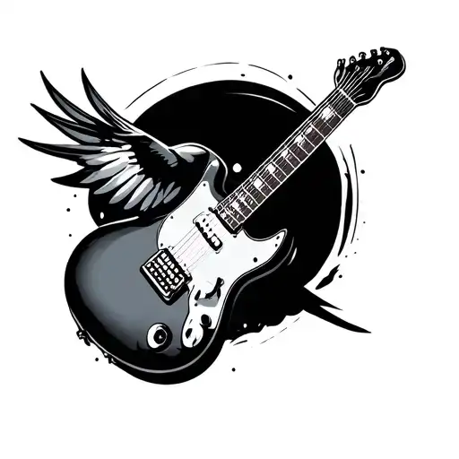 Small Bird Flying Off Electric Guitar