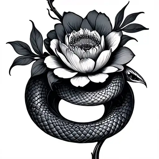 Flower And Snake Wrapped