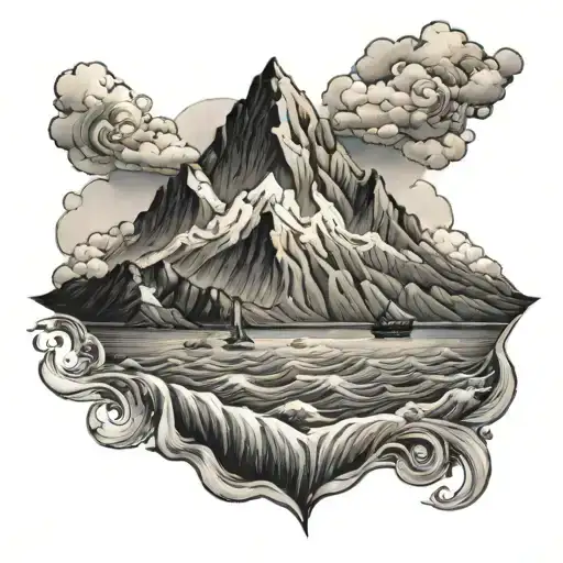 The Sea Leading Up To A Mountain Range