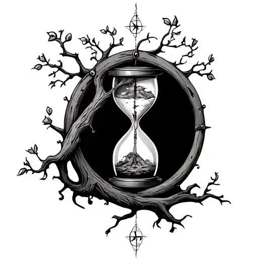 Tree With Hourglass And Compass