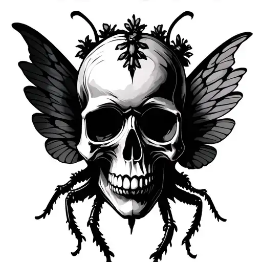 Skull As A Pattern Of The Wings Of A Butter Fly