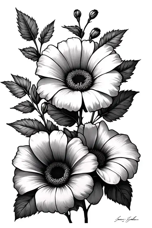 Daisy And Rose And Morning Glory