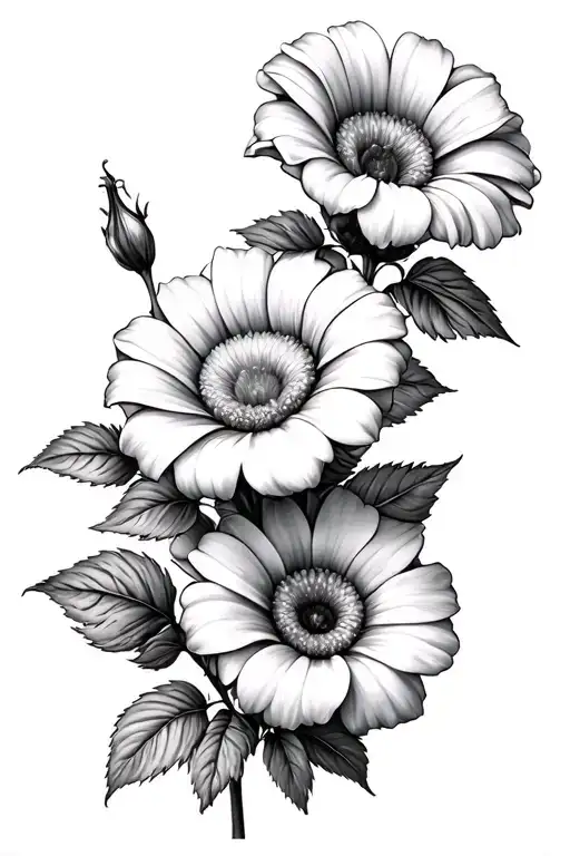 Daisy And Rose And Morning Glory Flower