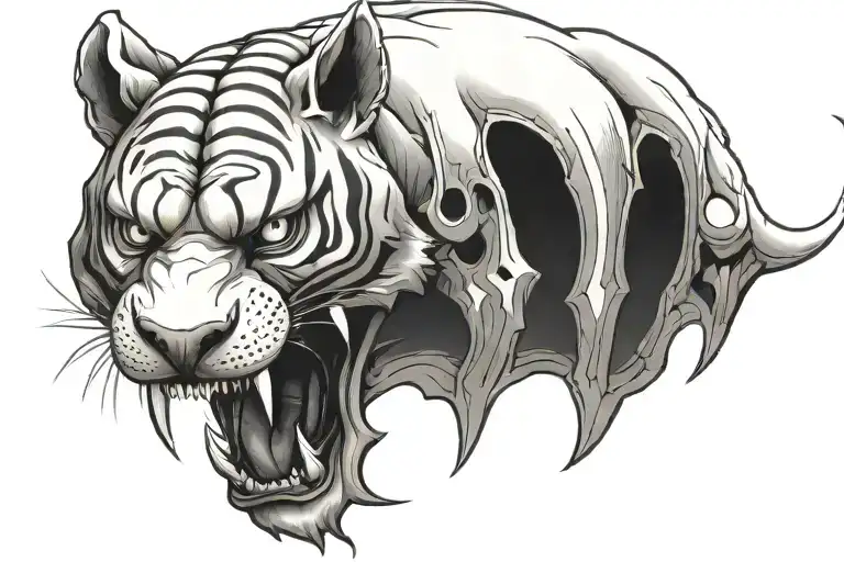 Sabortooth Tiger Skull With Beed Work