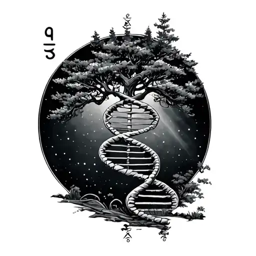 Dna Strand With Tree And Space For Year Numbers In The Strand