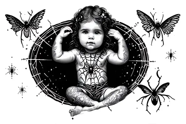 Baby Angels Spiderwebs Sparkles Numbers