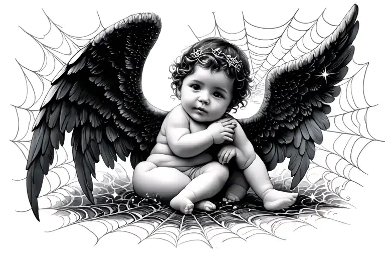 Baby Angels Spiderwebs Sparkles Numbers