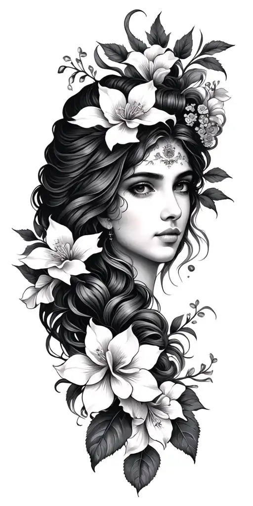 Honeysuckle Mandala With Lady Face