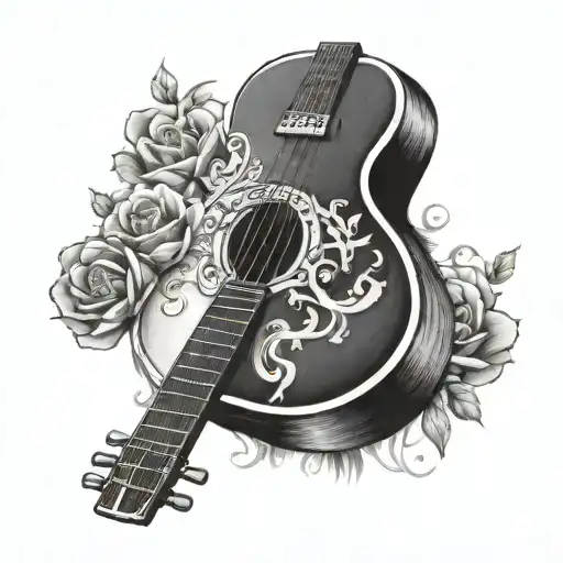 Black And White Acoustic Guitar