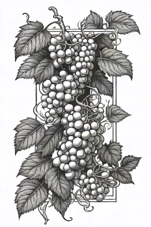 Grapes Vertically Crossed By A Rose