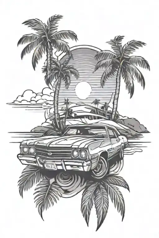 Chevelle With Beach And Palm Trees
