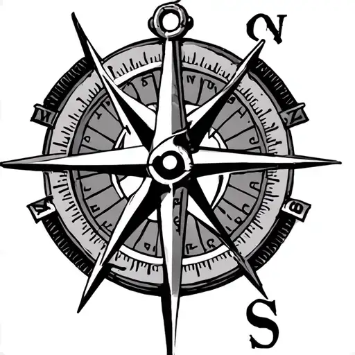 Compass Directions Symbolizing With Anchor In Middle Of It