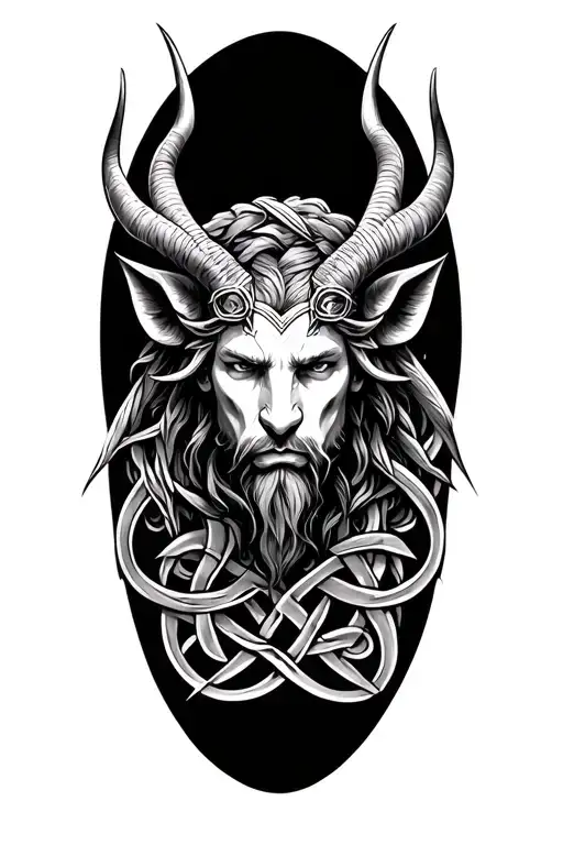 Cernunnos Surrounded By Celtic Knotwork