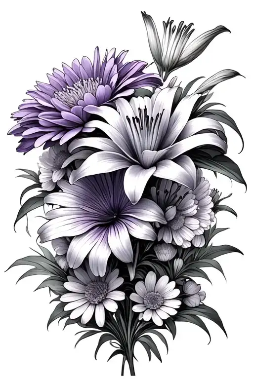 Violet Lily Chrysanthemum Aster Bouquet