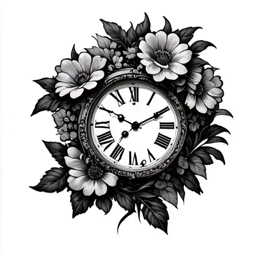 Flower Old Clock
