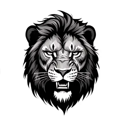 Angry Lion And Female Lion Face