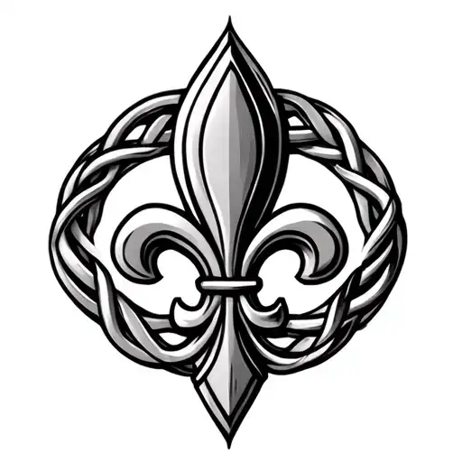 Fleur De Lis With Celtic Knot Background Black