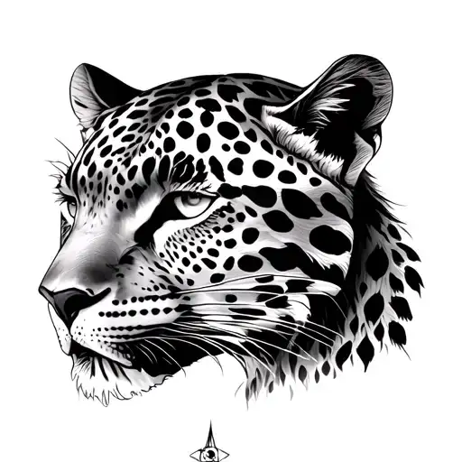 Leopard Face And Compass Rose Intertwined