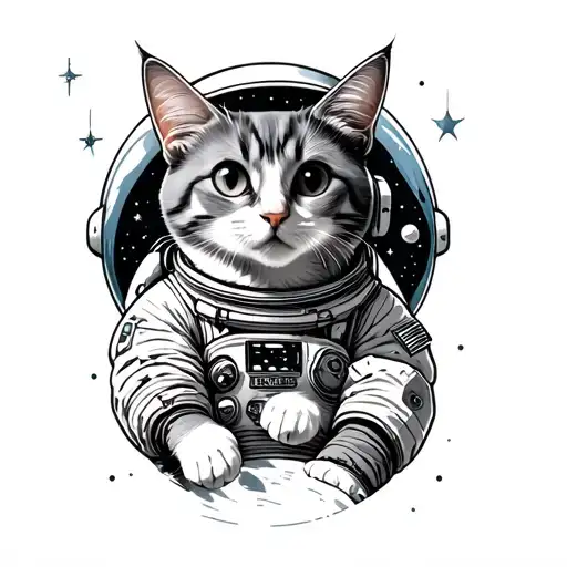 Cat In Space With Astronaut