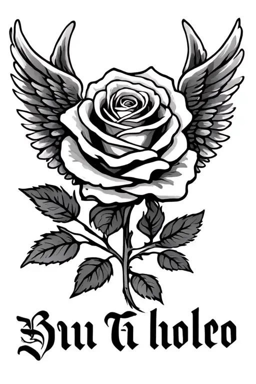 Rose With Name And Angle Wings