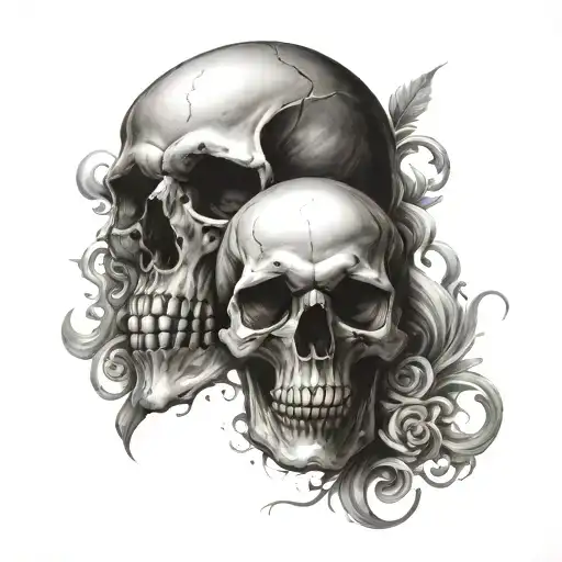 Skull Depicting The Good And The Evil In Its Mind