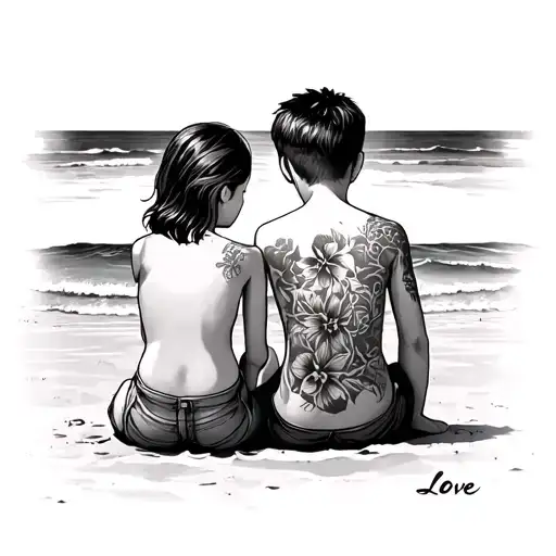 A Boy An A Smaller Girl Sitting Together At The Beach Representing The Client's Love