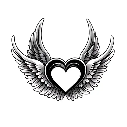 Small Tattoo For Arm With 2 Interwind Heart And Angel Wings
