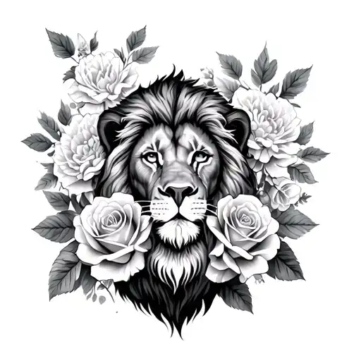 Lion And Roses And Carnation Flowers