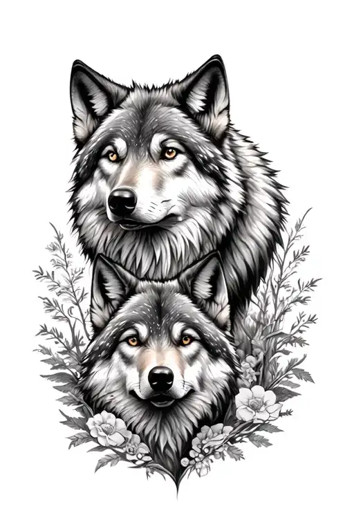 Wolf And Forrest Themed Half Sleeve