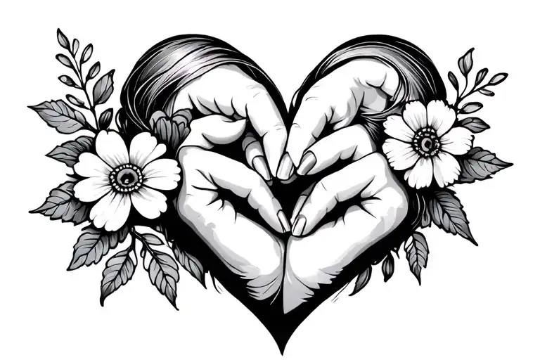 Flowers Kids Hands In A Heart Shape