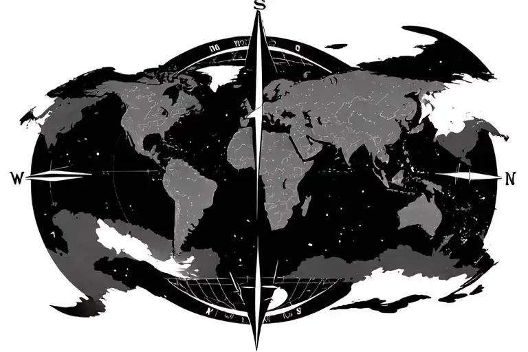 World Map Compass Plane