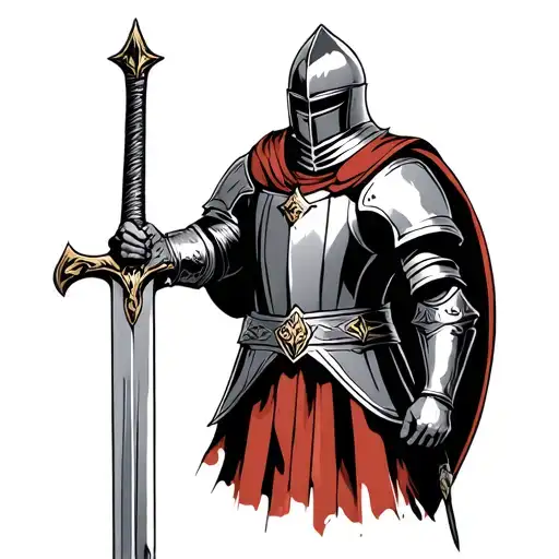 Teutonic Knight Holding Sword