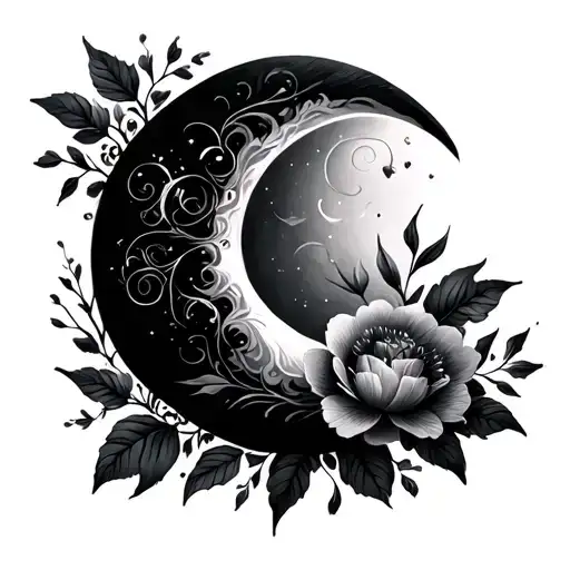 Crescent Moon Floral Design