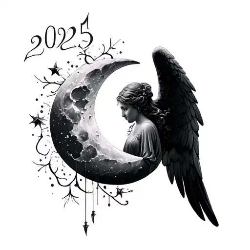 An Angel The Moon With A Thread And The Year 2025