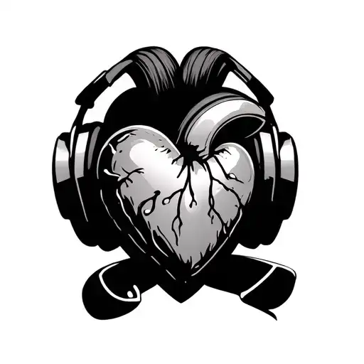 Heart With Headphones Listening To Music