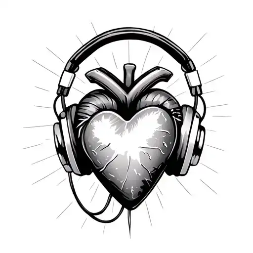 Heart With Headphones Listening To Music