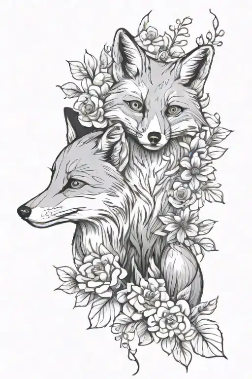 Fox With Flowers