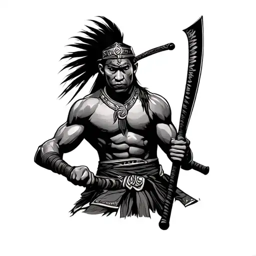 Filipino Warrior Wielding An Arnis