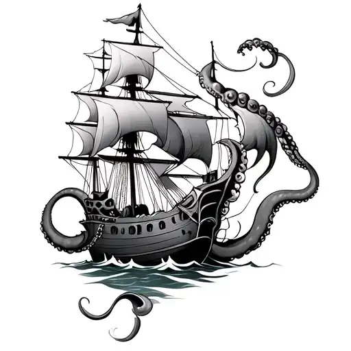 Octopus Sinking A Pirate Ship