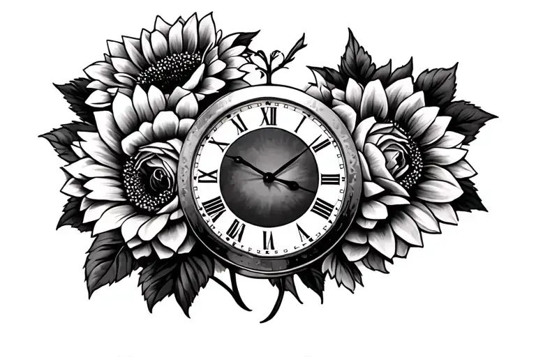 Clock Roses Sunflowers