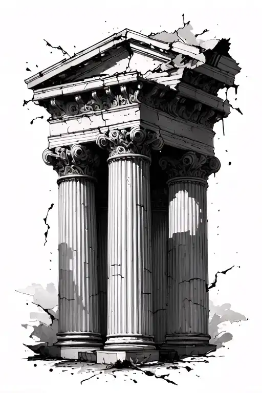 3 Roman Pillars Slight Crumbling