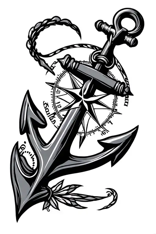 Nautical Compass And Anchor
