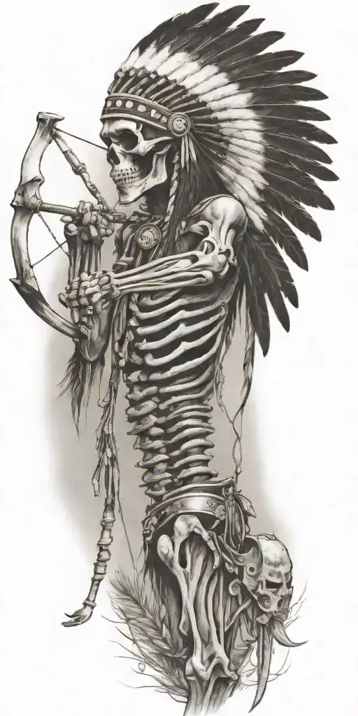 Native American Skeleton Shooting Bow