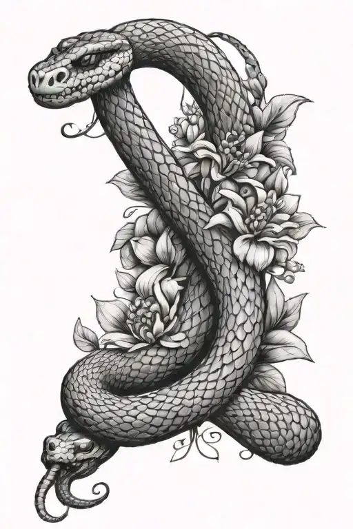 Snake And Flowers