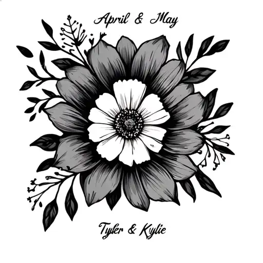 April And May Birth Month Flowers With The Names Tyler And Kylie Underneath