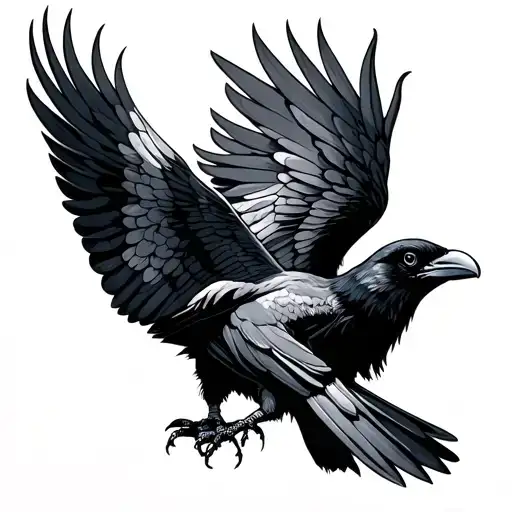 Crow Open Wings Spread