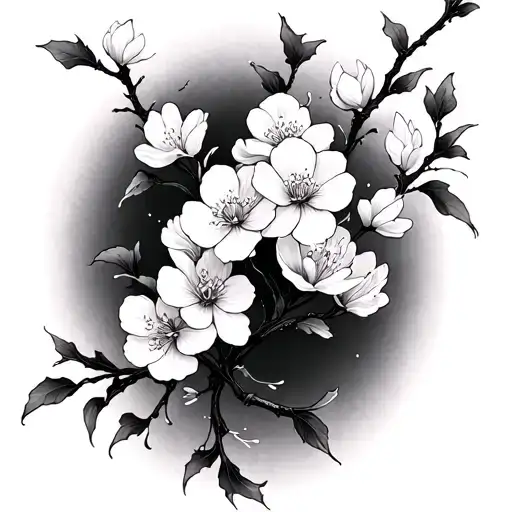 Gothic Style Cherry Blossom Branches